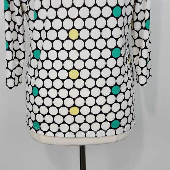 Worthington Split Neck Stretchy Circle Polka Dot Pullover Top, Size L - Picture 8 of 11